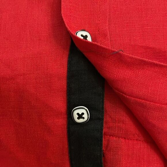 Mojito Collection Red Linen Guayabera Button Up Shirt Mens Size Extra Large - Picture 11 of 12